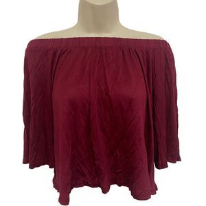 J STORY Off Shoulder Flowy Cropped Blouse Top